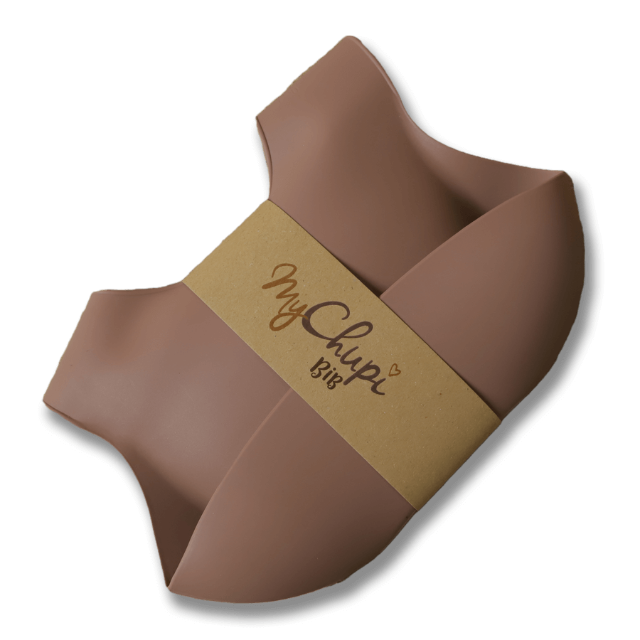 Baby haklapp i silikon (bibs) - Gammalrosa (Marsala)