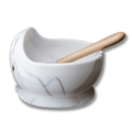 Silikonskål barn (silicone bowl) - Vit marmor (Marble)