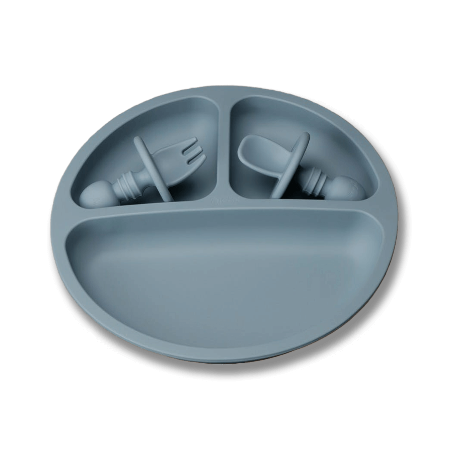 Barntallrik i silikon - Blå (Petrol)