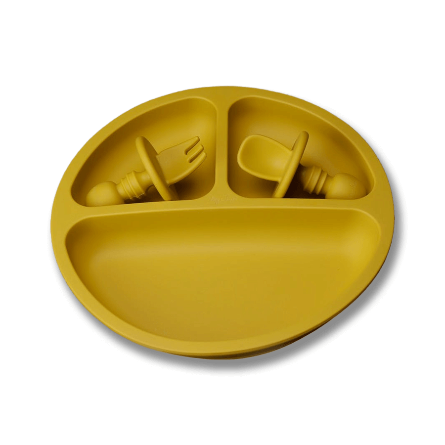 Barntallrik i silikon - Gul (Mustard)