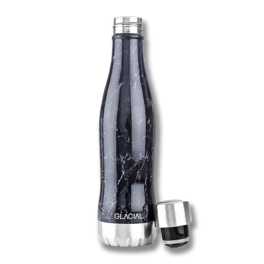 Hållbar vattenflaska - Black Marble 400ml