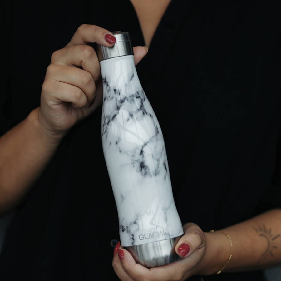 Glacial | Hållbar vattenflaska - White Marble 400ml