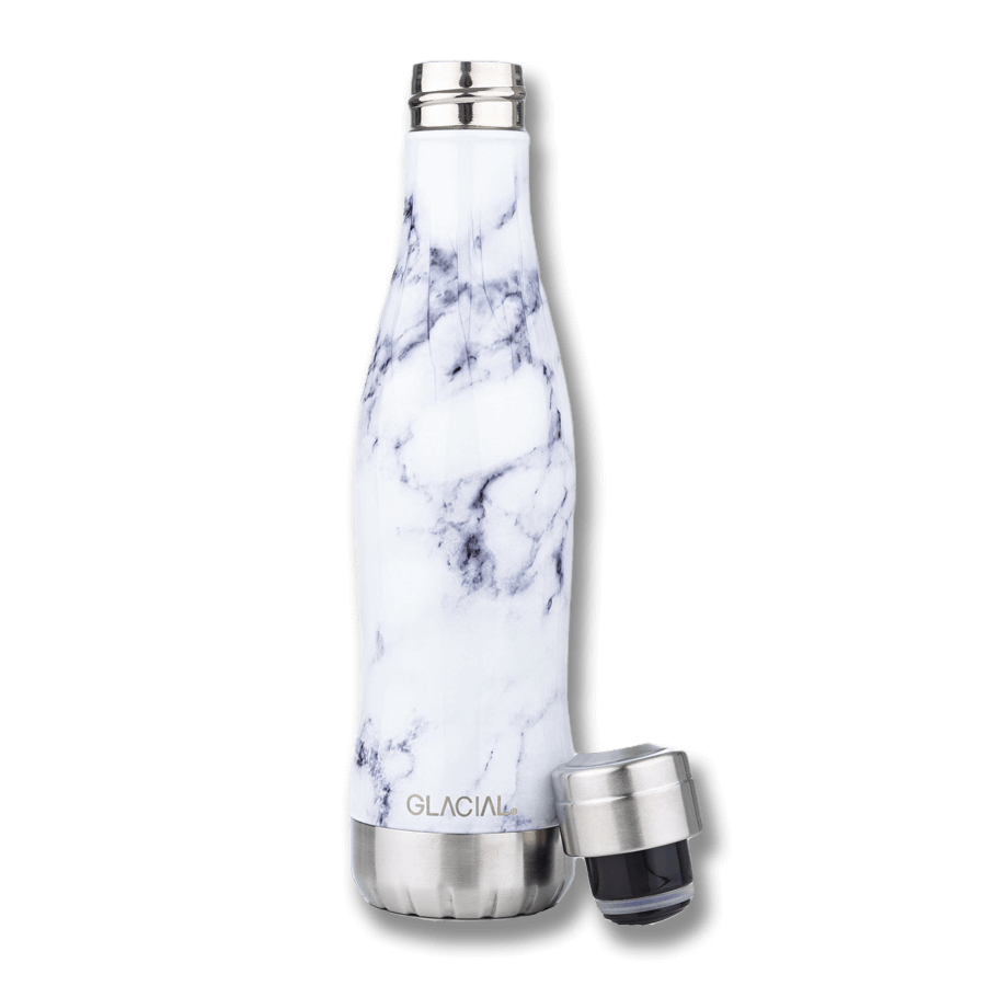 Glacial | Hållbar vattenflaska - White Marble 400ml