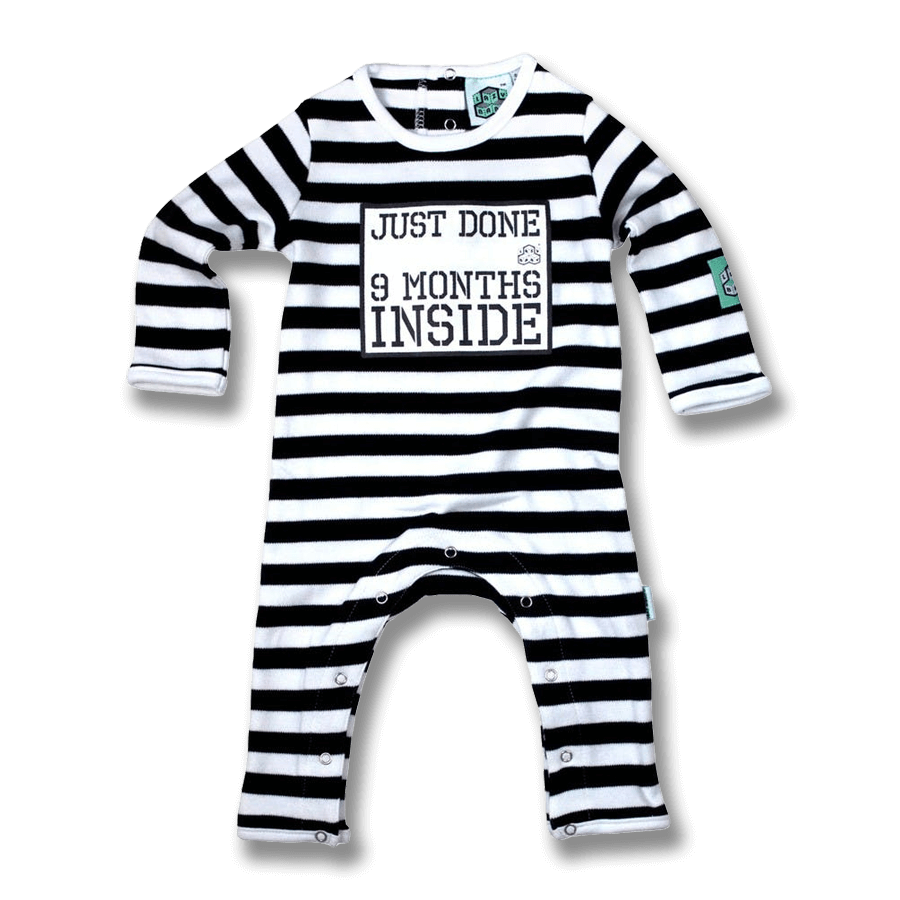 Jumpsuit baby "Just done 9 months inside" - Svart