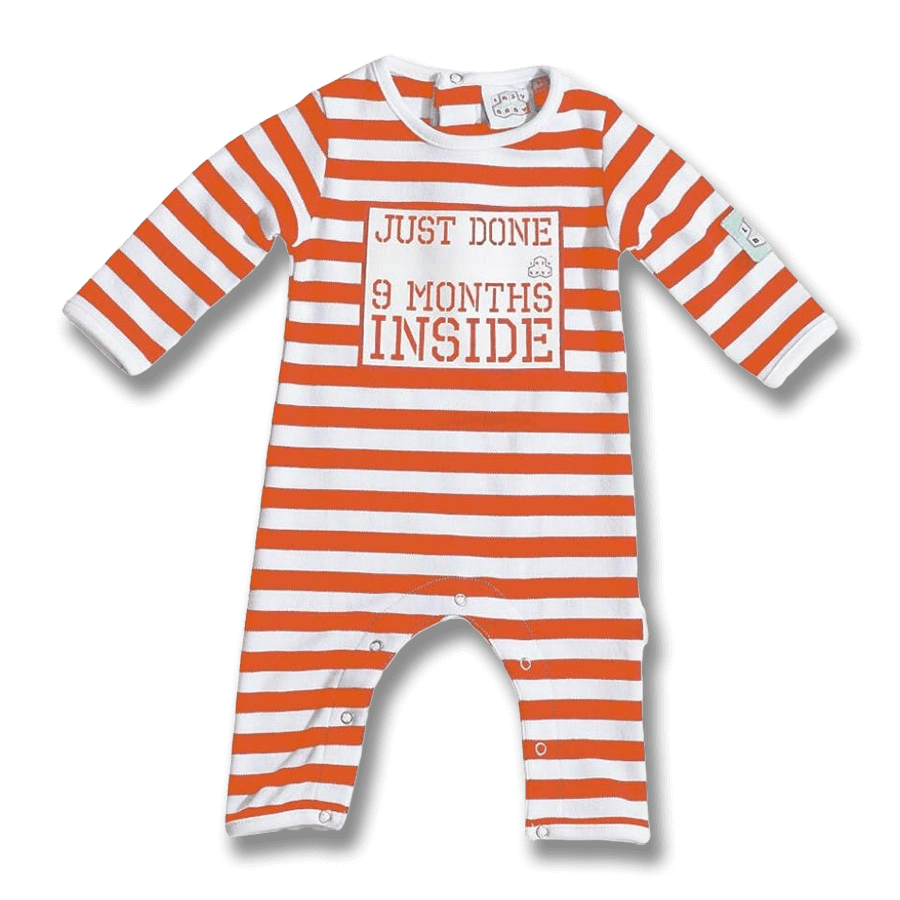 Jumpsuit baby "Just done 9 months inside" - Orange