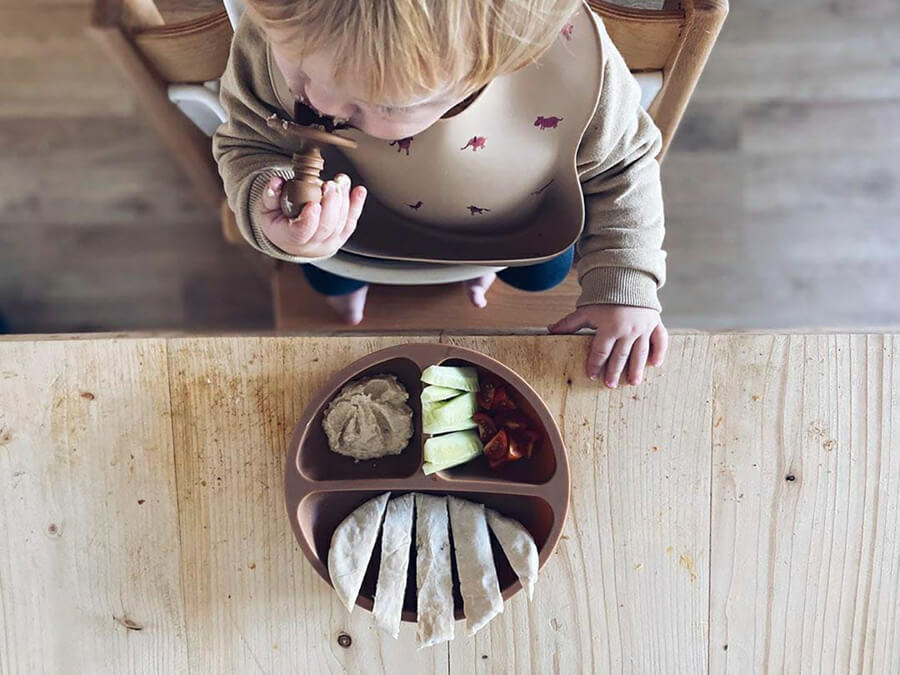 Barntallrik i silikon - Blå (Petrol)