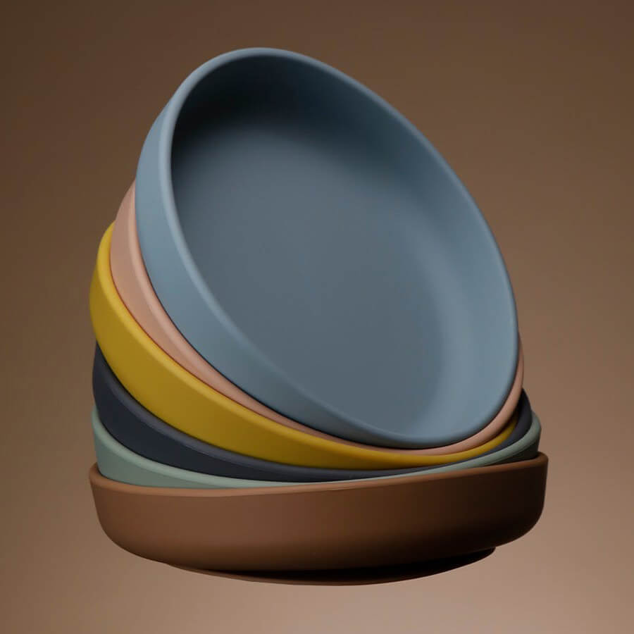 Rund barntallrik i silikon - Gul (Mustard)