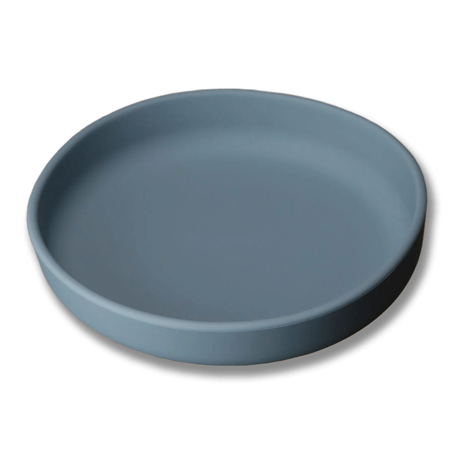 Rund barntallrik i silikon - Blå (Petrol)