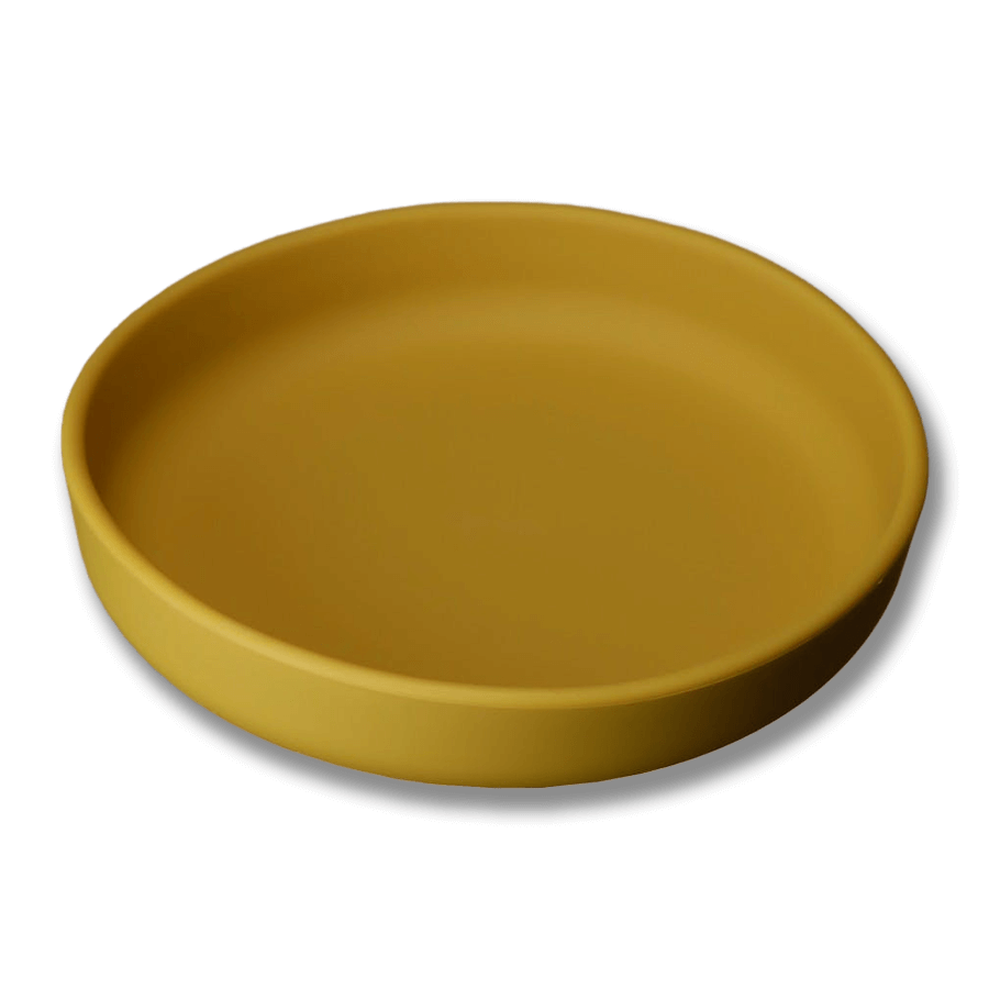 Rund barntallrik i silikon - Gul (Mustard)