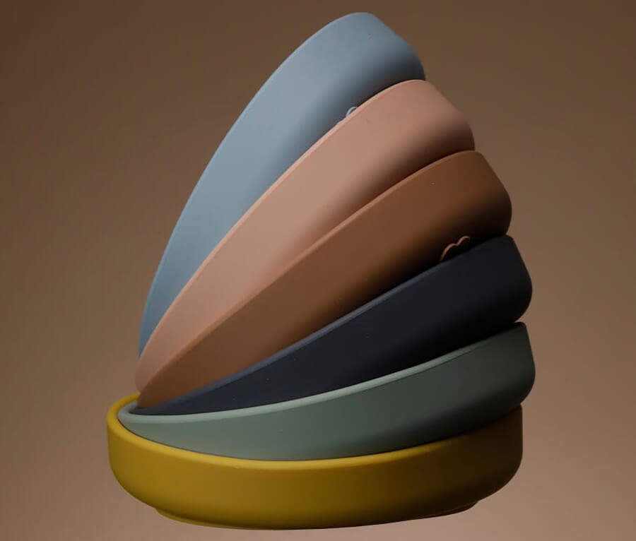 Rund barntallrik i silikon - Blå (Petrol)