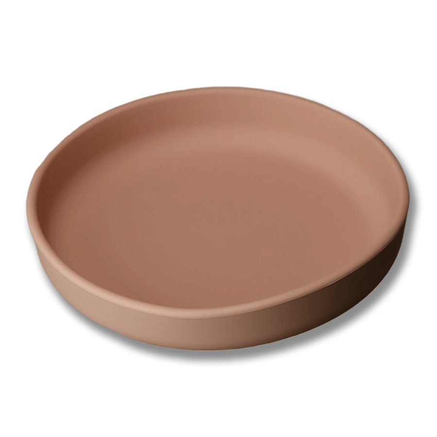 Rund barntallrik i silikon - Rosa (Blush)