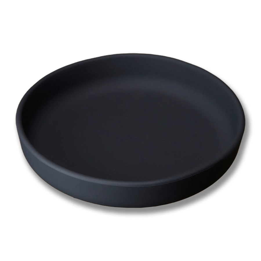 Rund barntallrik i silikon - Svart (Iron)