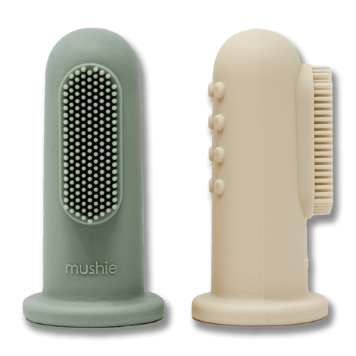 Mushie Fingertandborste Baby – Blue/Shifting Sand