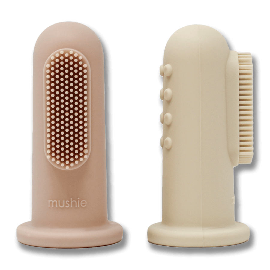 Mushie Fingertandborste Baby – Blush/Shifting Sand