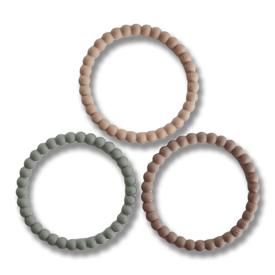 Mushie silikon bitarmband – Sage/Tuscany/Desert Sand