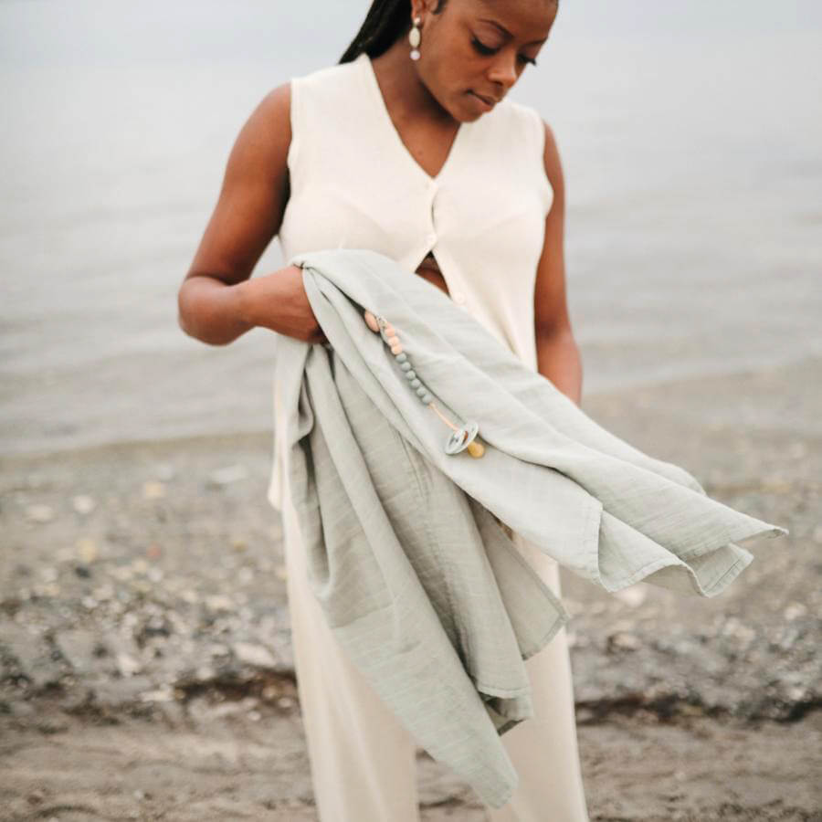 Mushie muslinfilt baby – Sage grön