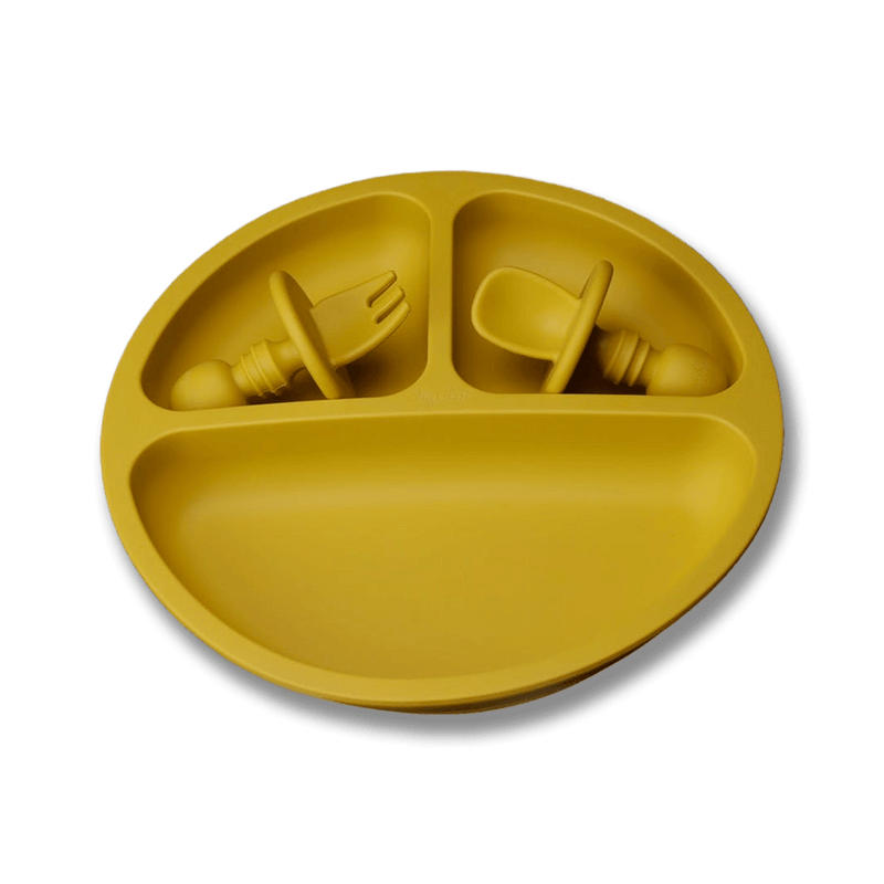 Barntallrik i silikon - Gul (Mustard)