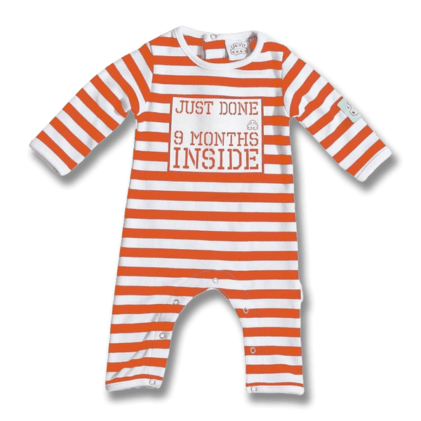 Jumpsuit baby "Just done 9 months inside" - Orange