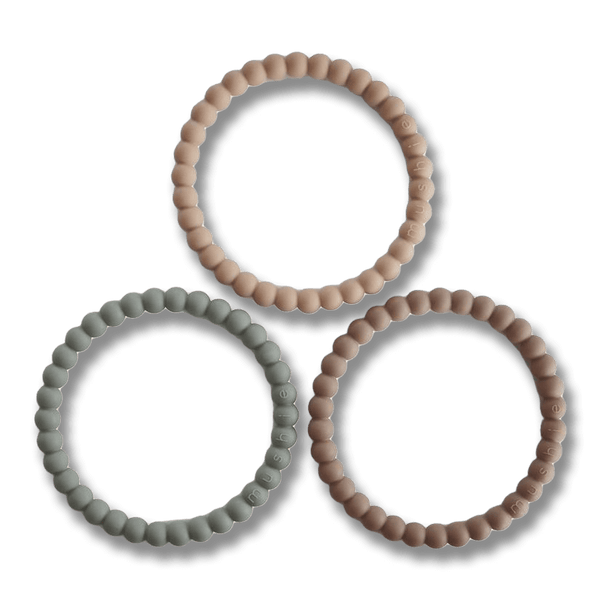 Mushie silikon bitarmband – Sage/Tuscany/Desert Sand